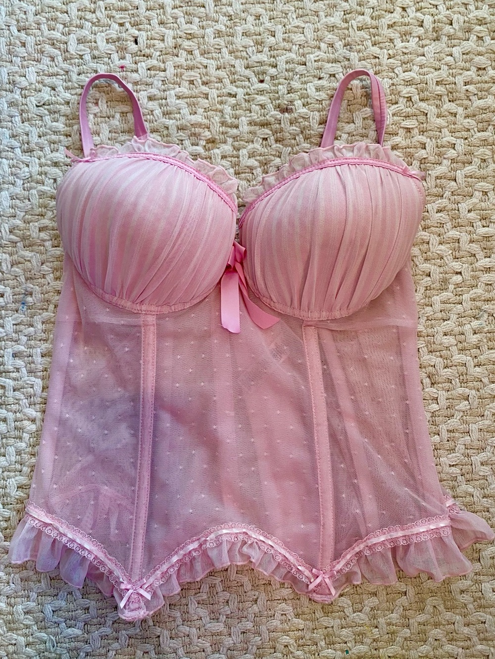 La SENZA Pink Lace & Mesh Babydoll Chemise